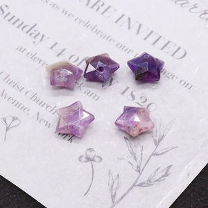 Macro shot of faceted star-shaped amethyst beads for DIY jewelry making and necklaces