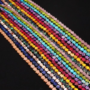 Natural Stone Five-petal Flower Shape Imperial Jasper Loose Beads Polished Star Flat Beads For DIY Jewelry Making Accessory