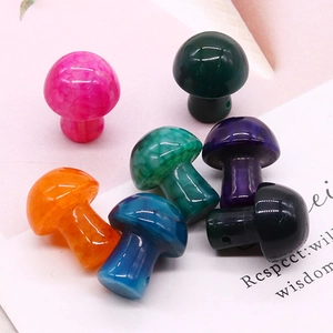 Set of colorful mushroom shaped dragon vein agate beads for DIY jewelry and bonsai decor