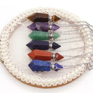 Edelstein-Parfümflaschen-Halsketten mit Tigerauge- und Amethyst-Anhängern im Set