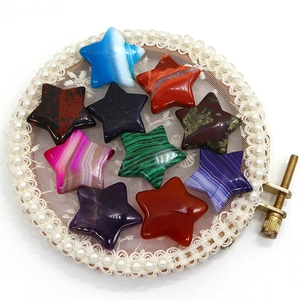 Polished star-shaped natural agate and malachite stone beads for DIY jewelry making