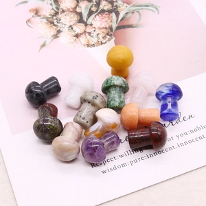 Figurines de champignons en pierres naturelles, y compris améthyste et quartz rose