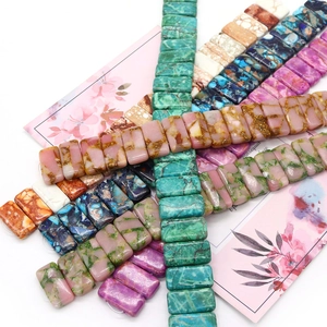 Rectangle emperor stone beads for DIY bracelets with colorful natural textures