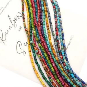 Perles colorées en pierre naturelle en forme de tambour pour bijoux et bracelets