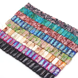 Colorful rectangular natural emperor stone beads set for DIY jewelry and bracelets making