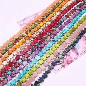 Colorful star-shaped imperial stone beads for DIY jewelry making with natural texture