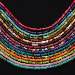 Cuentas de piedra natural en forma de bambú para creación de joyas y collares DIY