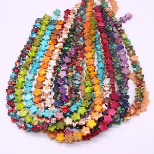Cuentas de piedra natural en forma de estrella en colores vibrantes para joyas DIY