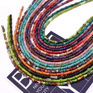 Cuentas de piedra emperador de 5x12mm en forma de bambú para joyería DIY y artesanía