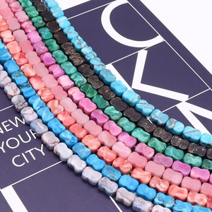 Multi-colored bone-shaped natural stone beads with smooth texture for DIY jewelry making