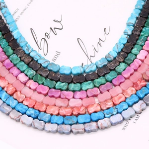 Multiple rows of bone-shaped synthetic turquoise gemstone beads for DIY jewelry making