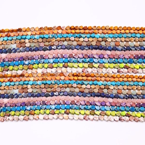 Flat heart-shaped natural stone beads in assorted colors for DIY necklace and bracelet jewelry