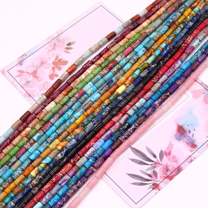 Colorful 4x8mm imperial stone cylinder beads for handmade DIY jewelry necklaces