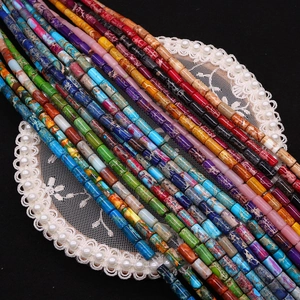 4x8mm Imperial Jasper cylinder loose beads in colorful natural stone textures for DIY jewelry