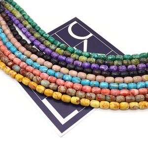 Multi-color cylindrical 8x10mm natural stone beads for DIY jewelry making