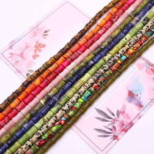 Perles en pierre naturelle en forme de bambou pour la création de bijoux et colliers