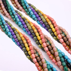 Multicolor oval imperial jasper stone beads for DIY jewelry making and necklace crafts