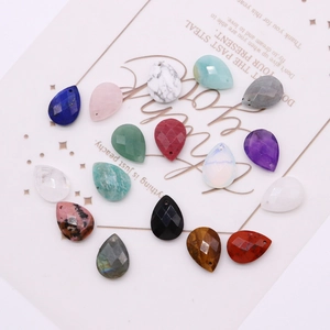 Faceted and smooth teardrop natural stone pendants for DIY jewelry making accessories