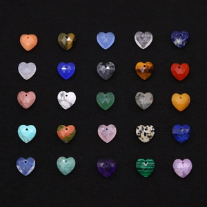 Heart Faceted Natural Stone Pendant DIY Jewelry Making Component For Necklace Amethyst Lapis Tiger Eye Heart Shaped Charms