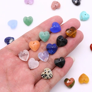Mezcla de colgantes de corazón de opalo y malaquita de 13 mm para bisutería artesanal DIY