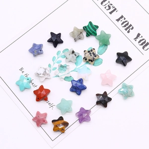 Mix of 20 natural star-shaped gemstone pendants with 14mm faceted cut for jewelry DIY