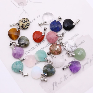 Faceted natural stone teardrop pendants in amethyst and lapis with S925 silver bails