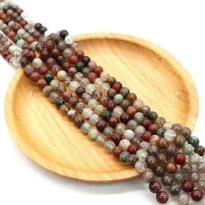 Perles rondes en quartz multicolore naturel de 8mm sur plateau en bois pour bijoux