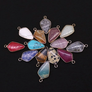 Pendentifs Triangle en Pierre Naturelle Avec Bord Doré Électroplaqué Breloques en Pierre Gemme pour Fabrication Bijoux DIY