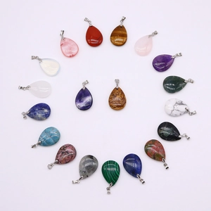 Teardrop natural stone pendants set in multiple colors for DIY necklace making