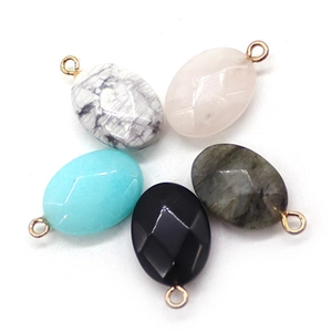 Colgantes ovalados de piedra natural facetada en 5 colores para creación de joyería