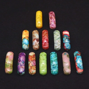 Synthetic Turquoise Bridge Curved Tube Pendant Connector For DIY Jewelry Making Bracelet Necklace Natural Stone Style Accessory