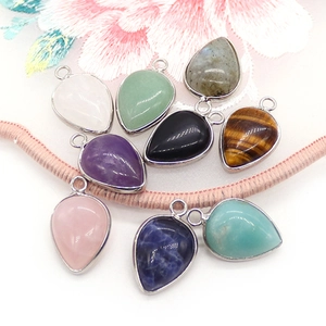Water drop natural stone pendants with silver metal plating for DIY necklace making