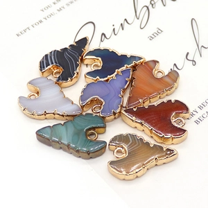 Natuurlijke agaat hanger in stierenvorm met gouden plating voor DIY-sieraden