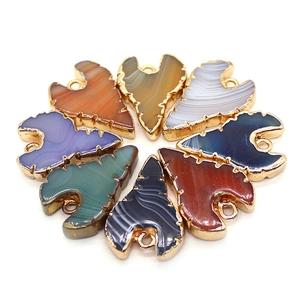 Gestreept agaat hangers in stierkop vorm met vergulde randen voor DIY ketting sieraden