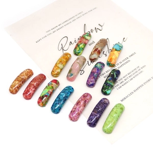 Natural stone bridge tube pendants with colorful marble textures for DIY jewelry making