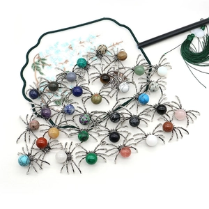 Spider shaped natural stone pendants in various colors with vintage metal plating