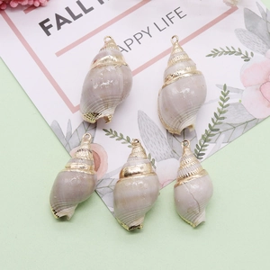 Lot de 5 pendentifs en coquillage naturel avec bords dorés pour bijoux DIY