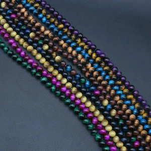 Imitation Tiger Eye Stone Round Loose Beads For DIY Bracelet Necklace Making Polished Cat Eye Beads Strand Jewelry Making
