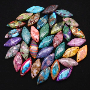 Colgantes de Piedra Imperial Natural Marquesa Dijes de Piedra Turquesa Sintética para Fabricación de Joyas DIY Collar Pulsera Pendiente