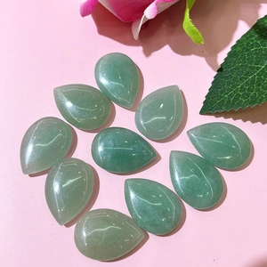 Piedras semipreciosas de aventurina verde pulida en forma de gota para hacer joyas