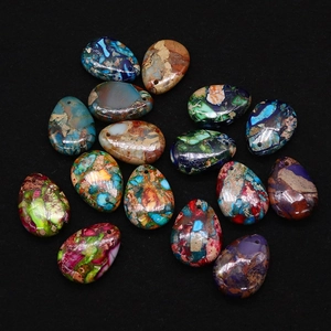 Multicolor Teardrop Imperial Jasper Pendants 18x25mm Polished Synthetic Stone Beads For DIY Jewelry Making Finding Pendant Only