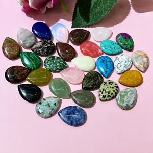 Polished teardrop natural stones in various gemstones for DIY jewelry 24x17mm