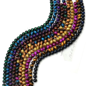 8mm multi-colored tiger eye beads with cat eye effect for DIY necklace making