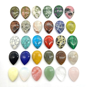 Assorted teardrop shaped polished gemstone cabochons for jewelry making in 30 colors