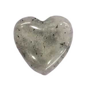 Polished heart-shaped natural grey stone with black inclusions for jewelry making