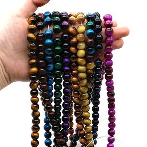 Handheld multi-color round tiger eye beads strands for DIY jewelry making