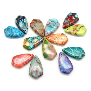 Teardrop natural stone pendants in vibrant marbled colors for DIY jewelry making