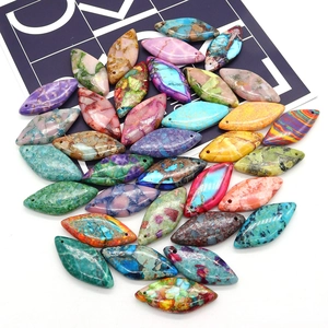 Cuentas de piedra natural en forma de marquesa con doble agujero para hacer collares DIY