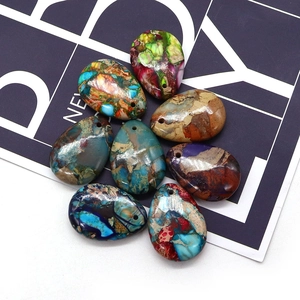 Colorful water drop synthetic stone pendants with unique natural patterns for DIY jewelry