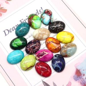 Cabujones ovales 13x18mm de piedra imperial con texturas minerales coloridas para joyería